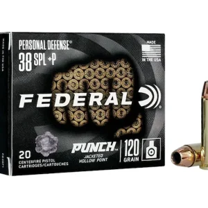 Get Federal Personal Defense Punch 38 Special +P Ammo 120 Grain Jacketed Hollow Point 200 Online