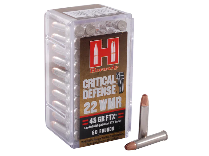 Hornady Critical Defense 22 Winchester Magnum Rimfire (WMR) Ammo 45 Grain Hornady FTX Polymer Tip - Best Price