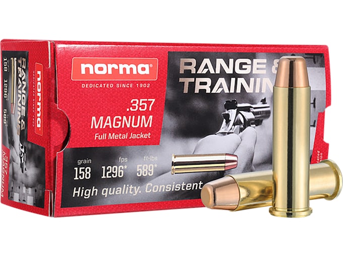 Shop Norma Range & Training 357 Magnum Ammo 158 Grain Full Metal Jacket 500 rounds
