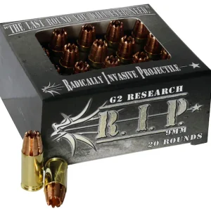 Authentic G2 Research R.I.P. 9mm Luger Ammo 92 Grain G2 R.I.P. Fragmenting Hollow Point Lead Free Box of 100 rounds