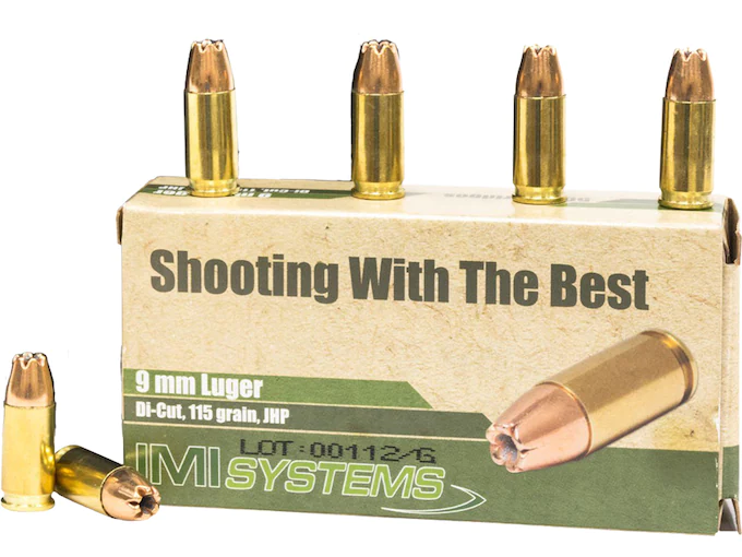 IMI 9mm Luger Ammo 115 Grain Jacketed Hollow Point - Fast Ship