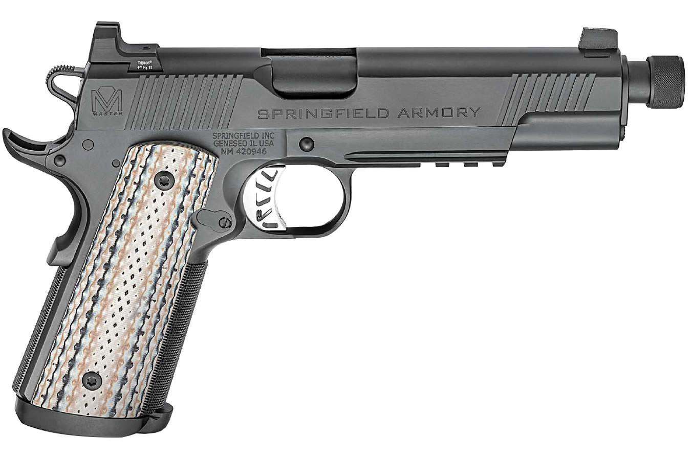 Springfield 1911 Master Class Silent Operator 45ACP Black Nitride with Threaded Barrel Springfield 1911 Master Class Silent Operator 45ACP Black Nitride with Threaded Barrel - Firearms - Los Ranchos Gun Shop