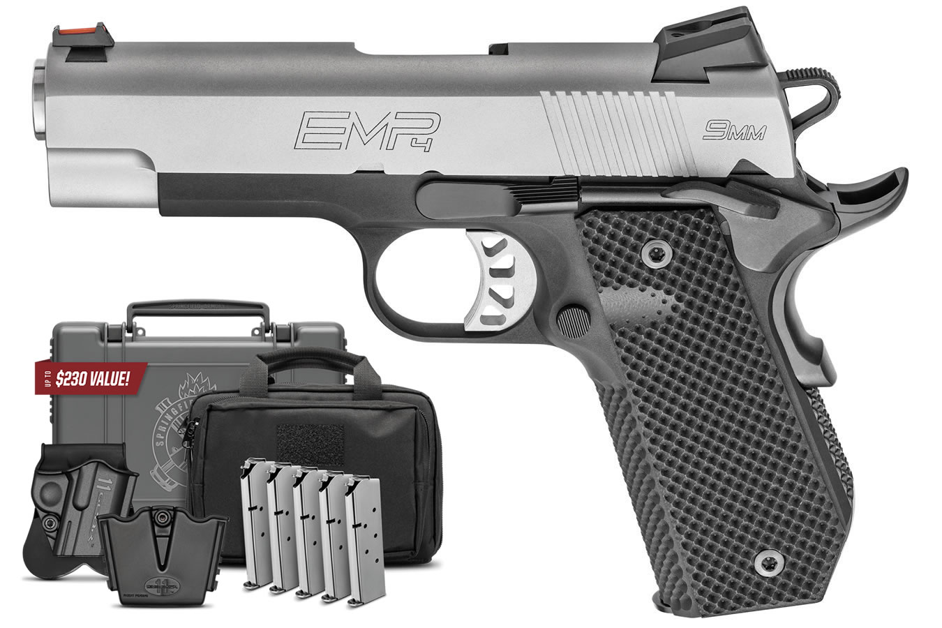 Springfield 1911 EMP 4-Inch 9mm Lightweight Champion Concealed Carry Contour with Instant Gear Up Package Springfield 1911 EMP 4-Inch 9mm Lightweight Champion Concealed Carry Contour with Instant Gear Up Package - Firearms - Los Ranchos Gun Shop